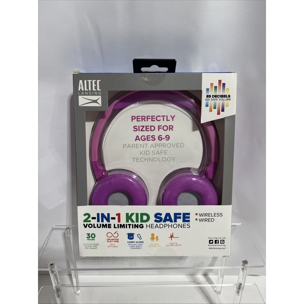 Altec Lansing Kid Safe 2-in-1 Bluetooth Wireless Headphones -‎ Princess Pink